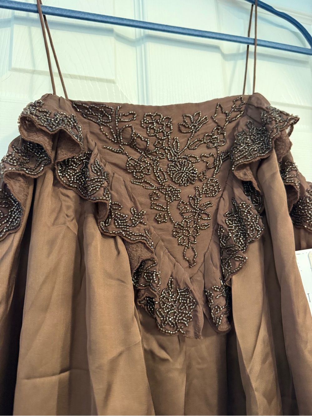 Free People Brown Lace-Trim Midi Dress - Picture 2 of 4